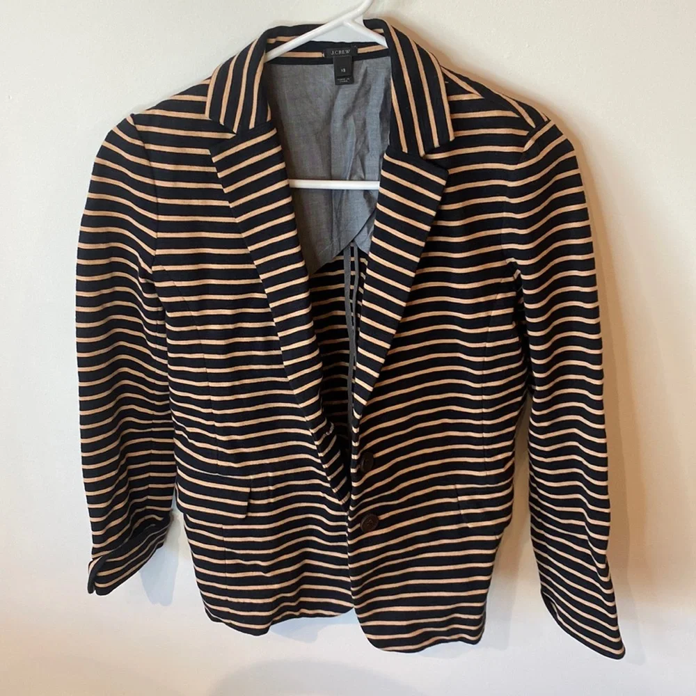 J Crew Black and tan striped blazer, size extra small - Picture 1 of 1